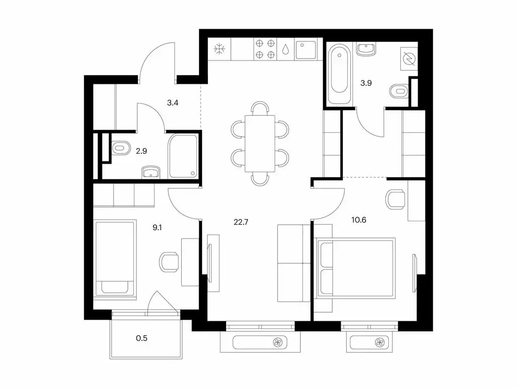 2-комнатная квартира: посёлок городского типа Боброво, ЖК Восточное ... - Фото 1