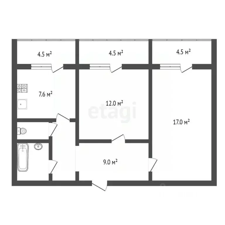 2-к кв. Воронежская область, Воронеж ул. Хользунова, 40Б (49.0 м) - Фото 1