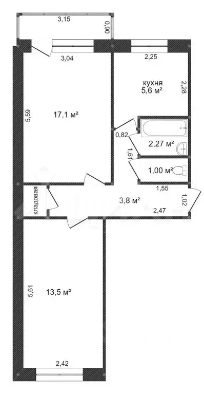 2-к кв. Татарстан, Альметьевск ул. Ризы Фахретдина, 11 (50.9 м) - Фото 1