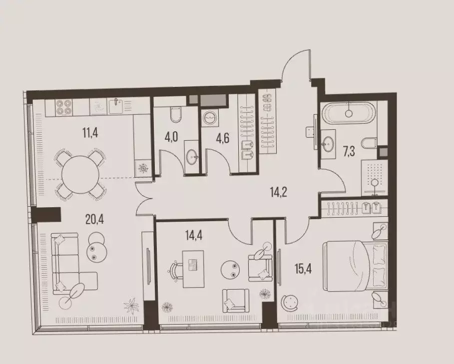 3-к кв. Москва Летниковская ул., 11к1 (91.7 м) - Фото 1
