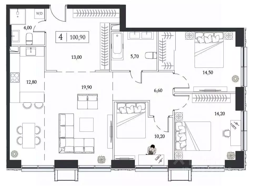 3-к кв. Москва просп. Андропова, 1 (100.9 м) - Фото 1