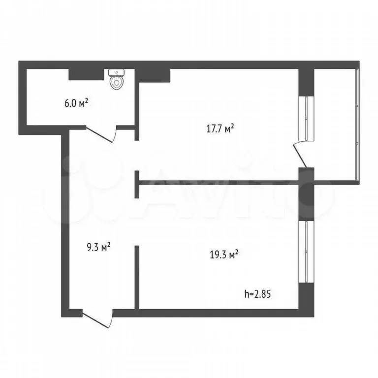 2-к. квартира, 55 м, 7/9 эт. - Фото 0