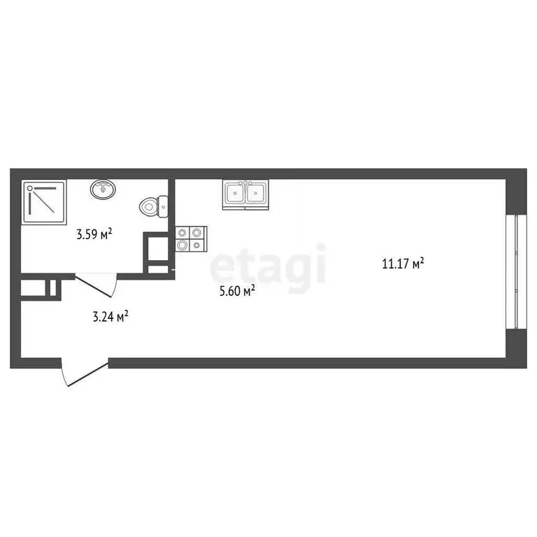 Квартира-студия: Тюмень, улица Первооткрывателей, 8 (23.3 м) - Фото 1