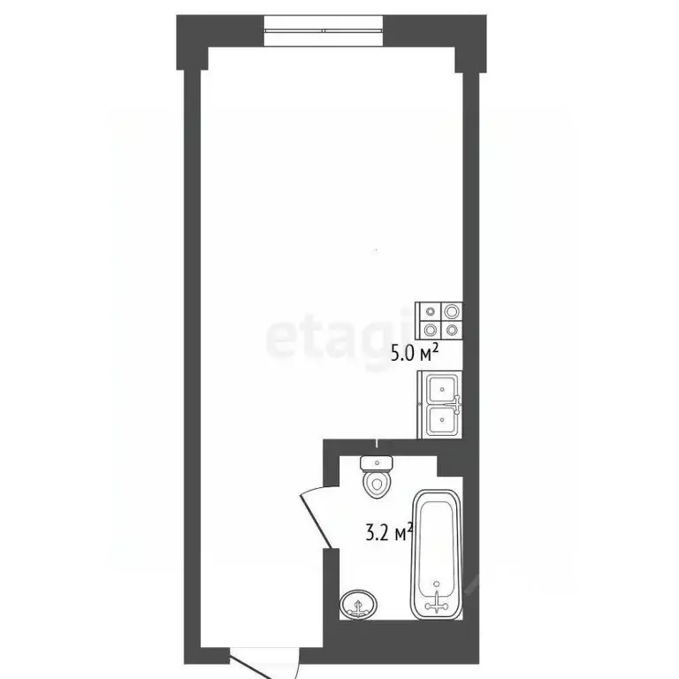 Студия Севастополь с. Орловка, ш. Качинское, 35/45 (22.0 м) - Фото 2