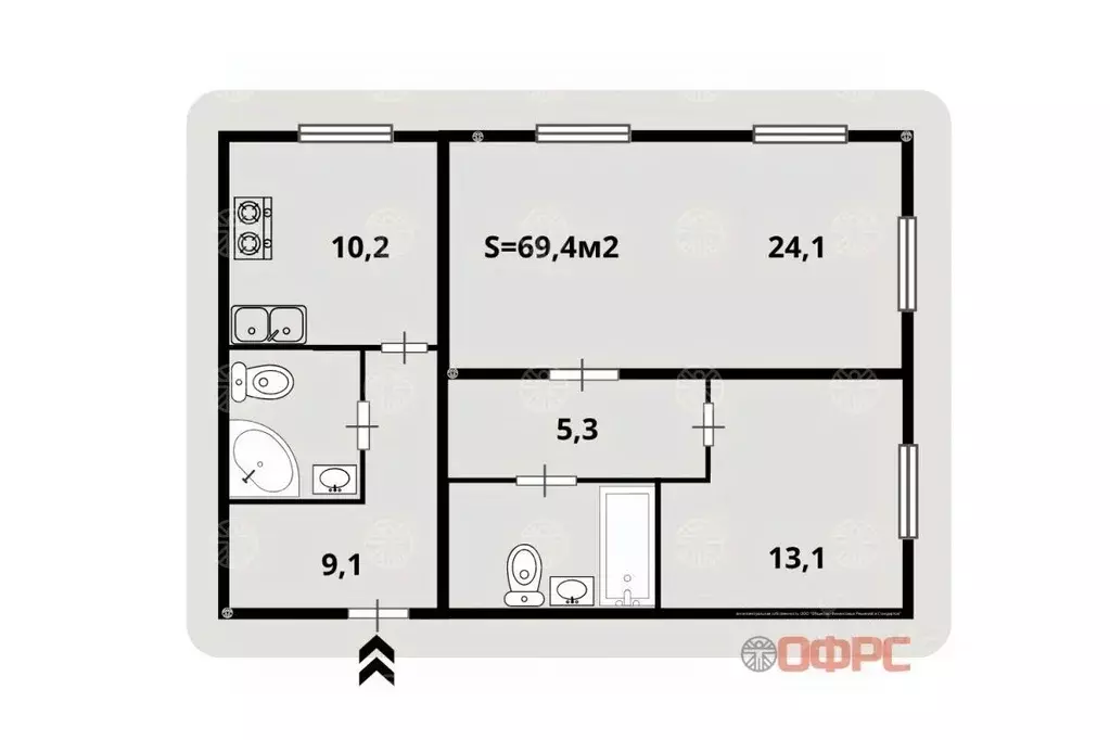 2-к кв. Москва Боровское ш., 2к5 (69.9 м) - Фото 2