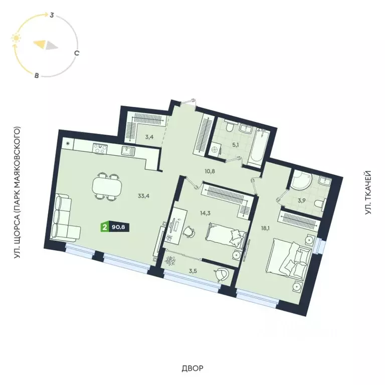 2-к кв. Свердловская область, Екатеринбург ул. Машинная, 1в/2 (90.8 м) - Фото 0