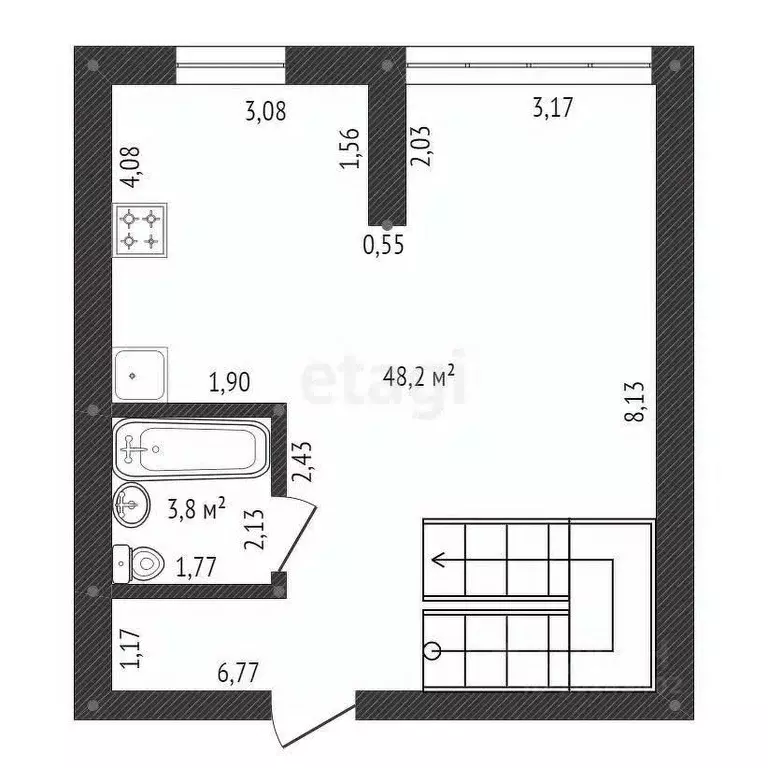 3-к кв. Башкортостан, Уфа Комсомольская ул., 148 (102.5 м) - Фото 2