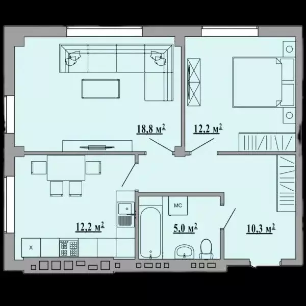 Продаётся 2-к квартира, 58.5 м - Фото 1