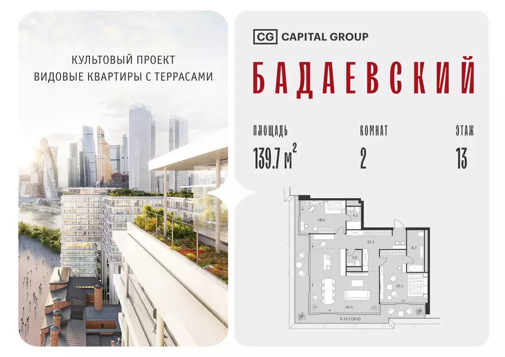 2-комнатная квартира: Москва, Кутузовский проспект, 12/1 (139.7 м) - Фото 1