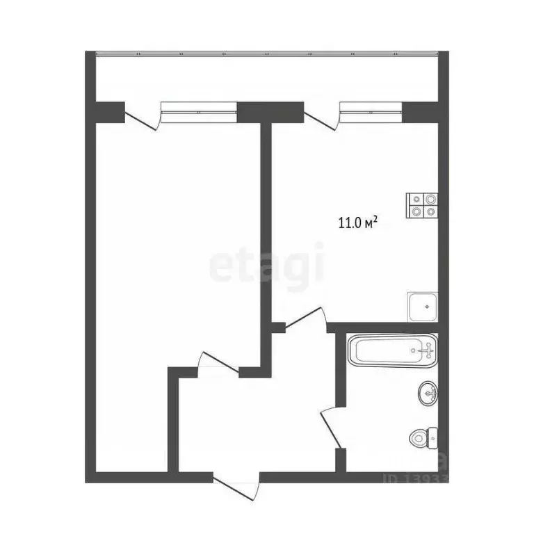 1-к кв. Тюменская область, Тюмень ул. Ю.-Р.Г. Эрвье, 12 (35.4 м) - Фото 1