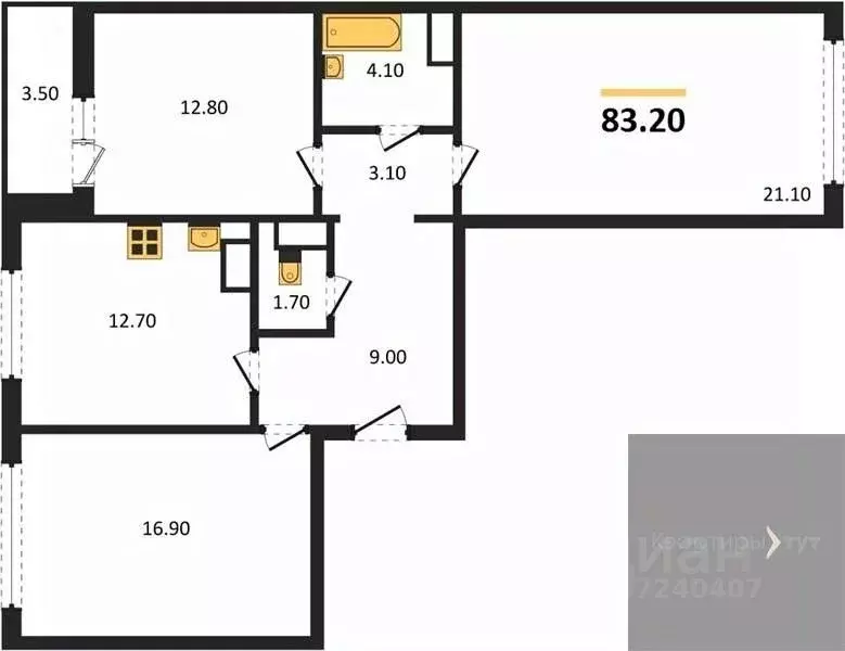 3-к кв. Воронежская область, Воронеж ул. Пескова, 8 (83.2 м) - Фото 0