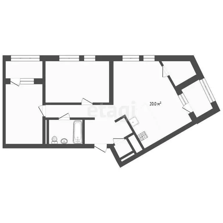 2-комнатная квартира: Тюмень, улица Пожарных и Спасателей, 5 (72 м) - Фото 0