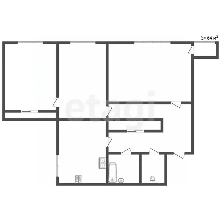 3-к кв. Санкт-Петербург просп. Королева, 9 (64.0 м) - Фото 2