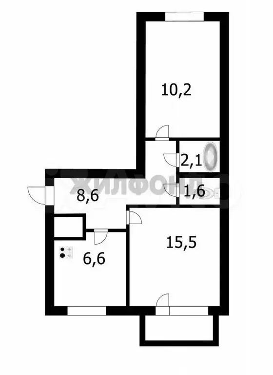 2-к. квартира, 46,1 м, 5/5 эт. - Фото 0