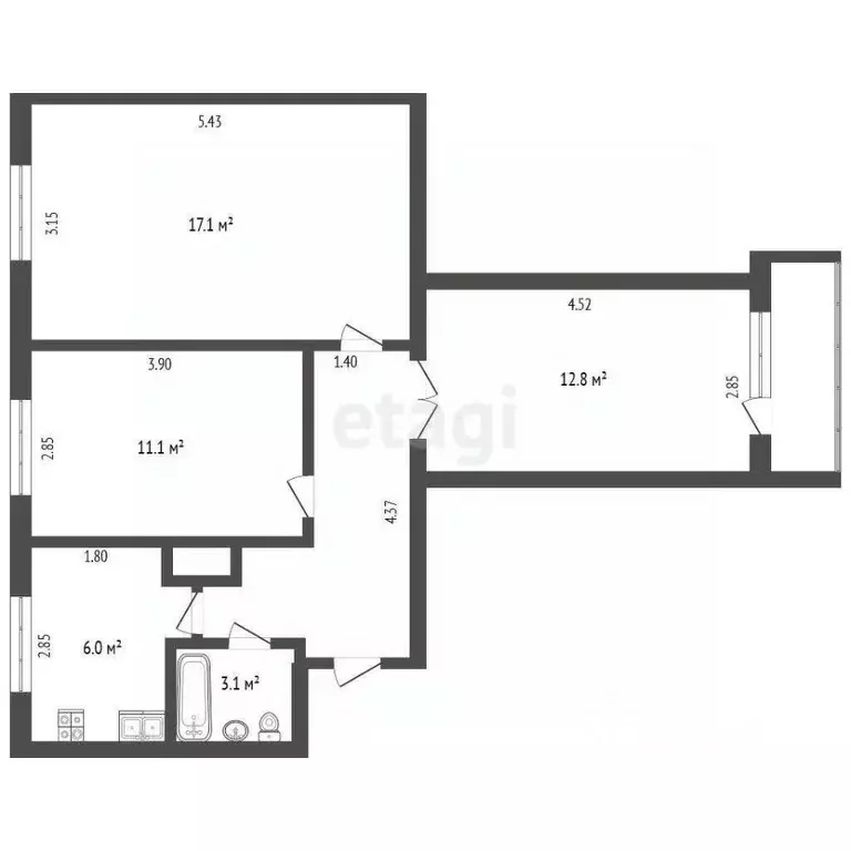 3-к кв. Ямало-Ненецкий АО, Новый Уренгой ул. 26-го съезда КПСС, 12 ... - Фото 1
