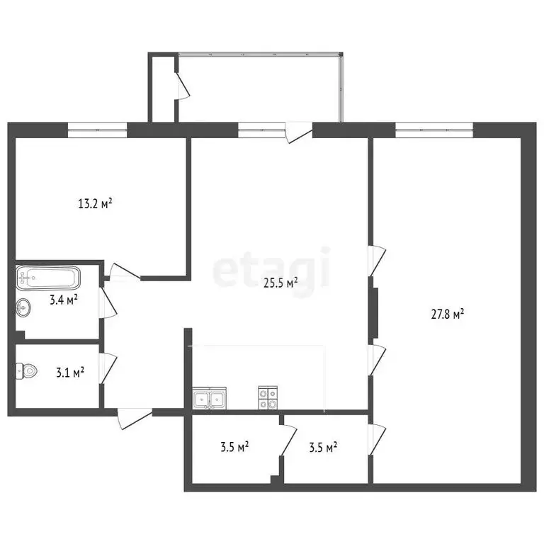 3-комнатная квартира: Тюмень, Профсоюзная улица, 53 (86.8 м) - Фото 1