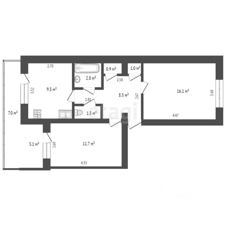 2-к кв. Крым, Сакский район, с. Уютное ул. Кирова, 12 (52.0 м) - Фото 2