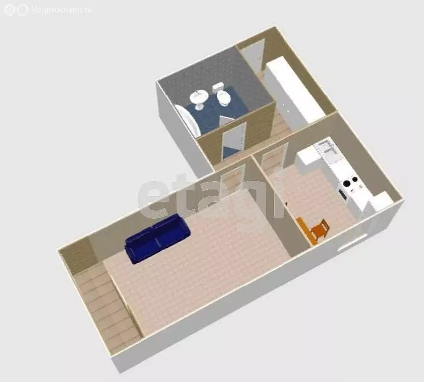 1-комнатная квартира: Южно-Сахалинск, Автомобильная улица, 14А (36.4 ... - Фото 1