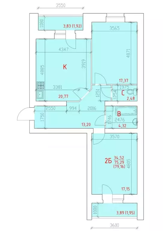 2-к кв. Вологодская область, Череповец 109-й мкр,  (79.16 м) - Фото 0