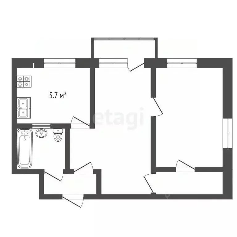 2-к кв. Архангельская область, Архангельск Котласская ул., 11 (41.3 м) - Фото 1