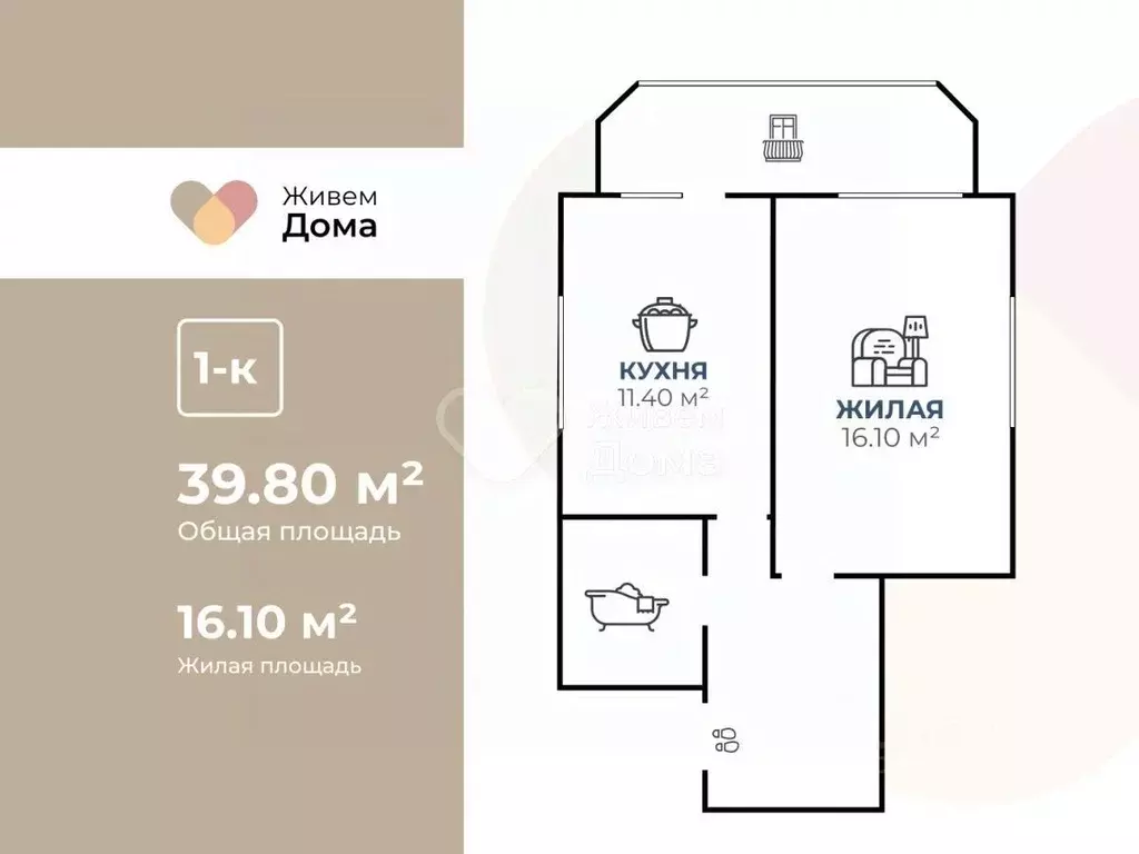 1-к кв. Волгоградская область, Волгоград Раздольная ул., 5/1 (39.8 м) - Фото 2