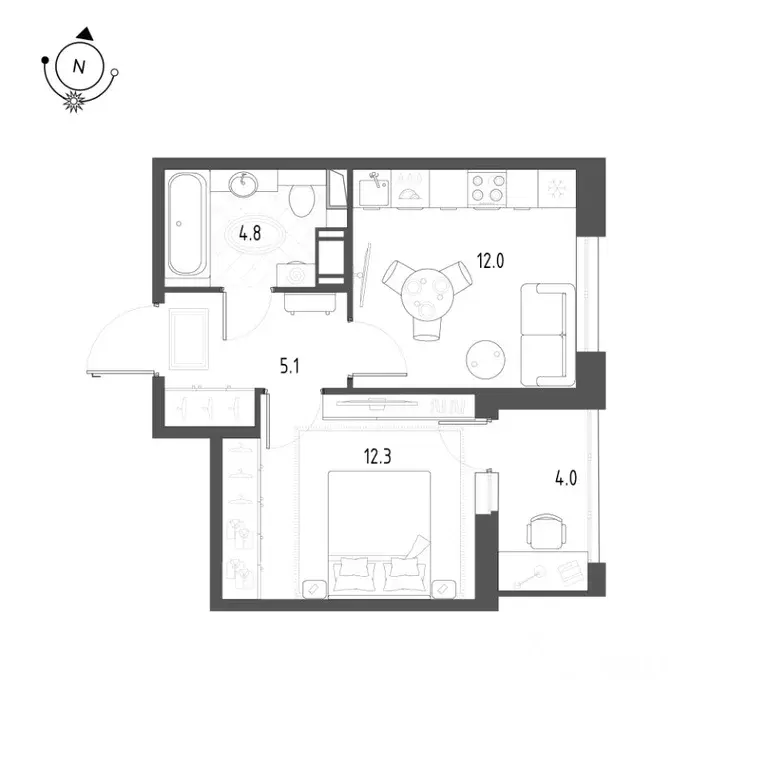 1-к кв. Омская область, Омск Зеленая река мкр, 1 (36.2 м) - Фото 0