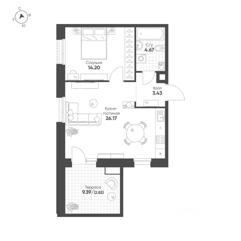 1-к кв. Татарстан, Казань Счастье в Казани жилой комплекс (51.3 м) - Фото 1
