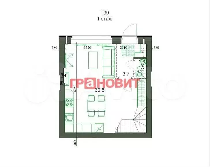 3-к. квартира, 100,3 м, 3/3 эт. - Фото 0