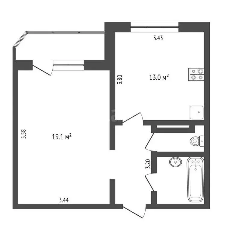 1-комнатная квартира: Тюмень, Широтная улица, 172к2 (41.9 м) - Фото 1