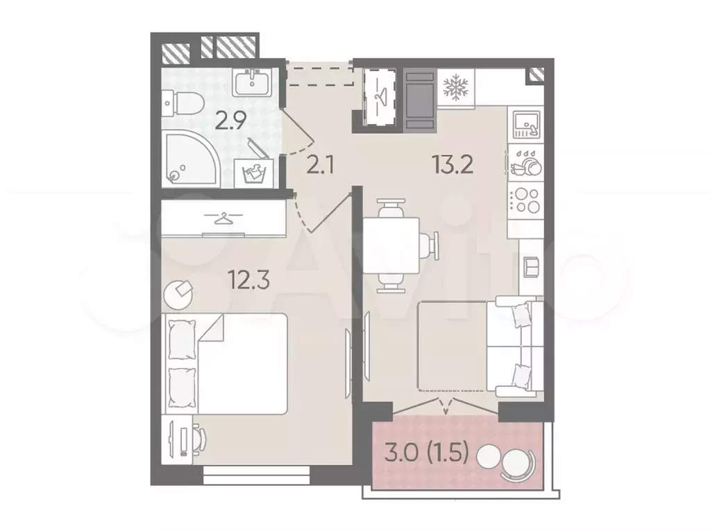 Квартира-студия, 32 м, 6/25 эт. - Фото 0