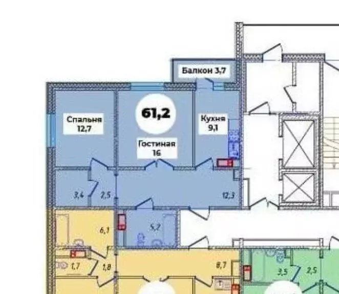 2-комнатная квартира: Улан-Удэ, микрорайон 148А (62.31 м) - Фото 0