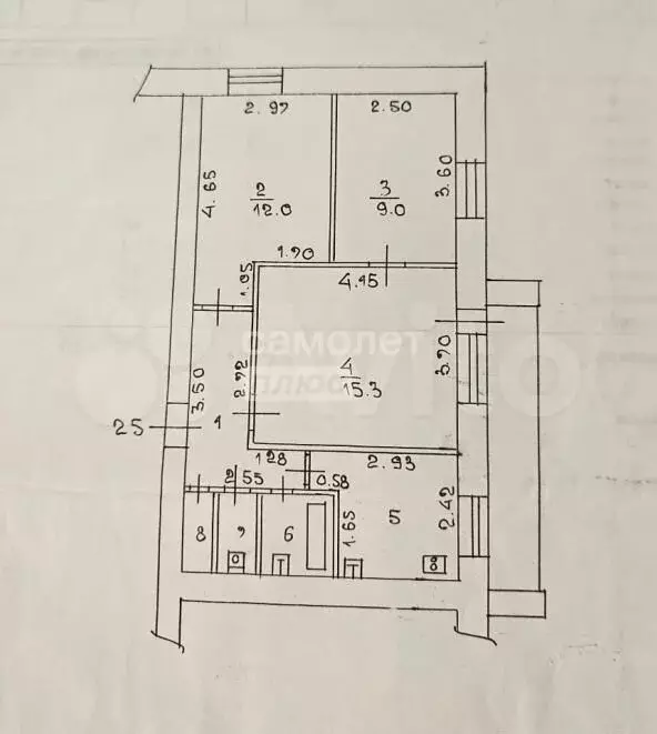 3-к. квартира, 55 м, 7/9 эт. - Фото 0