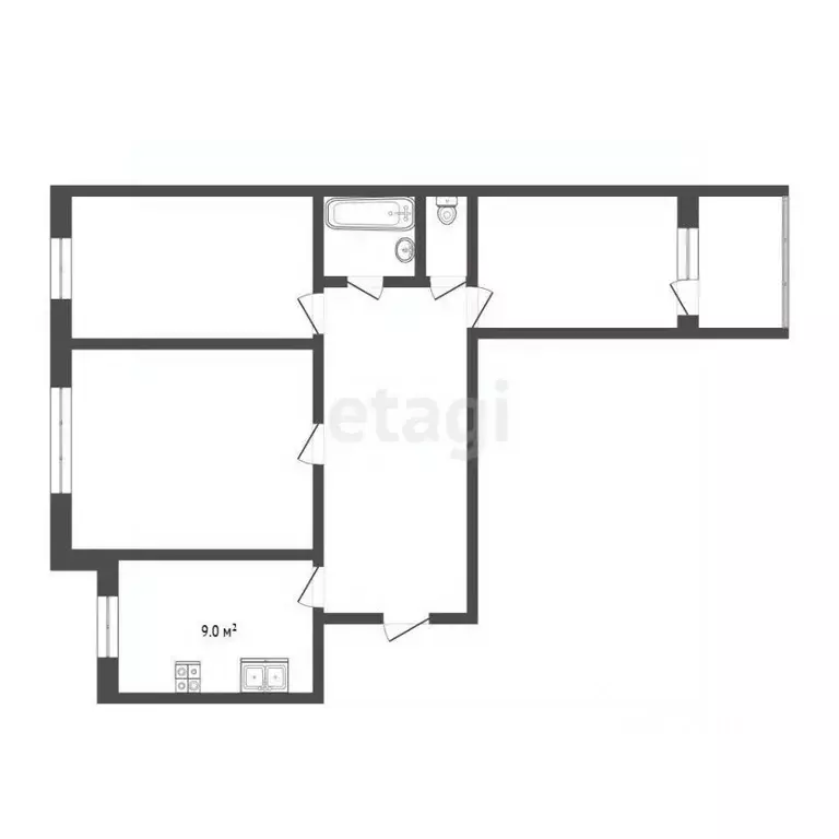3-к кв. Тюменская область, Тюмень ул. Мельникайте, 136 (66.3 м) - Фото 2