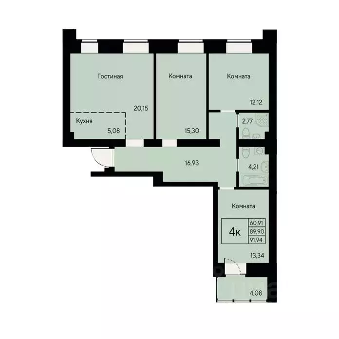 4-к кв. Красноярский край, Красноярск ул. Елены Стасовой, 80 (90.2 м) - Фото 1