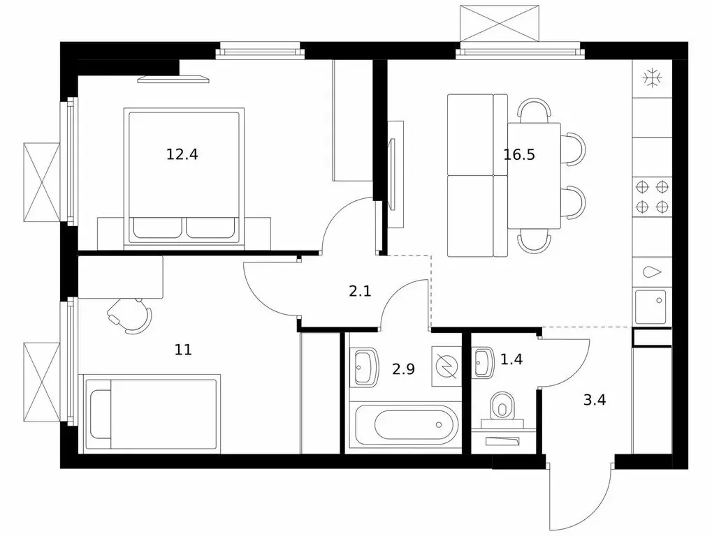 2-комнатная квартира: Мытищи, 16-й микрорайон (49.7 м) - Фото 0
