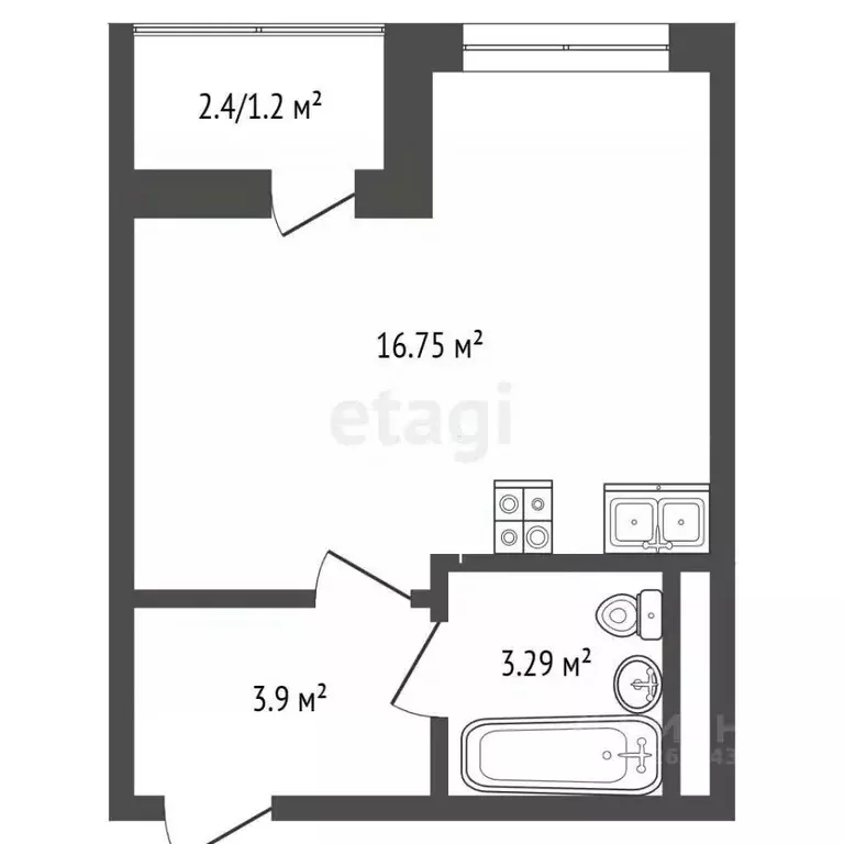 Студия Московская область, Мытищи пер. 1-й Трудовой, 4 (25.14 м) - Фото 2