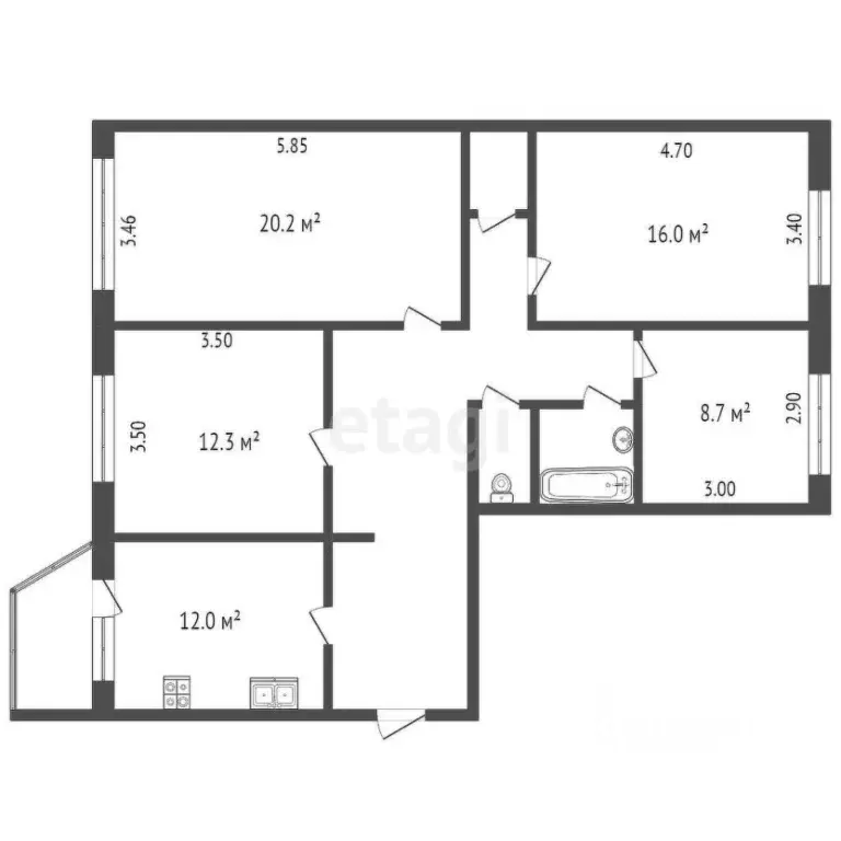 4-к кв. Ханты-Мансийский АО, Сургут ул. Островского, 29 (87.6 м) - Фото 1