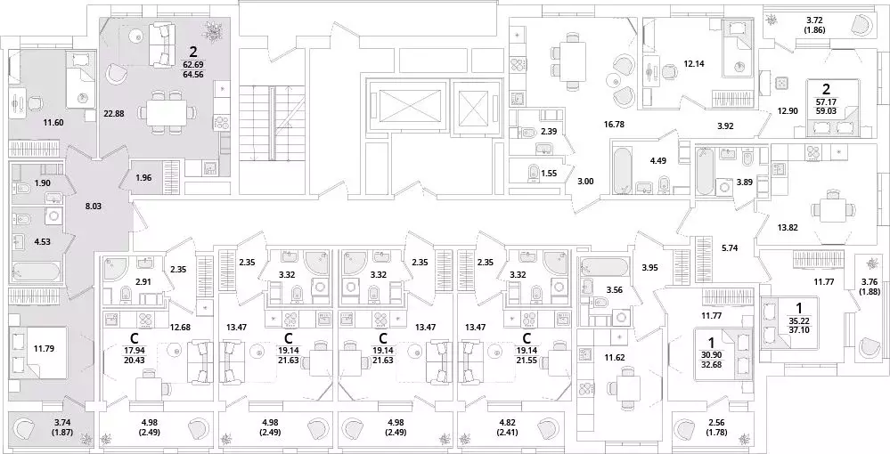 2-к кв. Санкт-Петербург Кубинская ул., 82к3с1 (65.8 м) - Фото 1