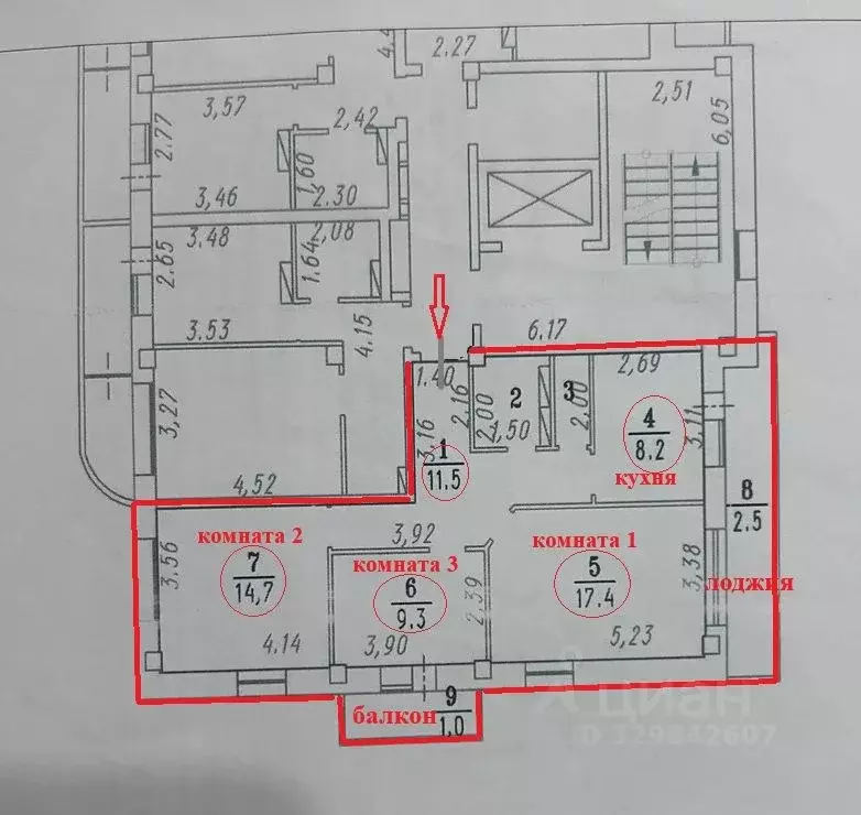 3-к кв. Омская область, Омск ул. Мишина, 4 (65.9 м) - Фото 2