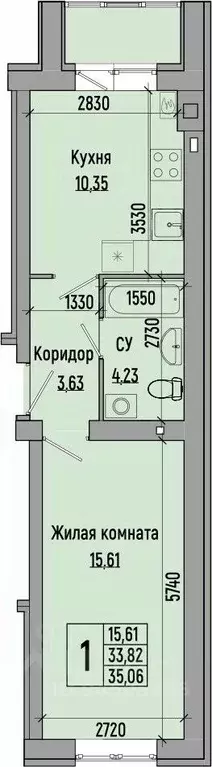 1-к кв. волгоградская область, волгоград долина-2 жилрайон, (35.06 м) - Фото 0