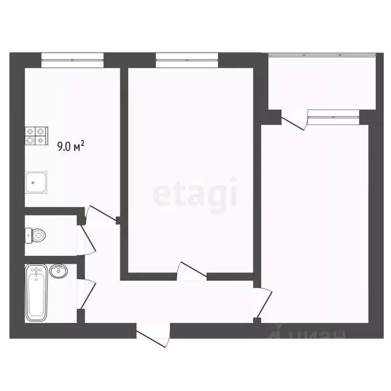 2-к кв. Тюменская область, Тюмень ул. Радищева, 27 (51.5 м) - Фото 2