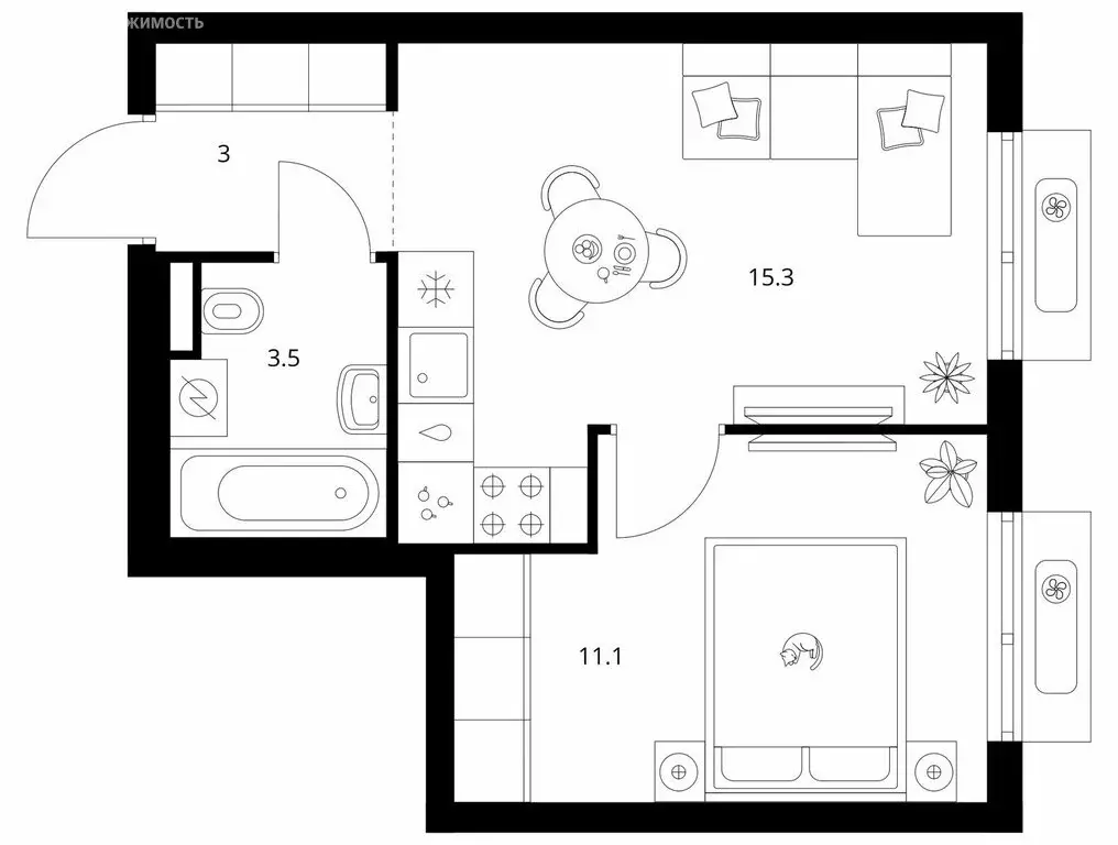 1-комнатная квартира: Боброво, ЖК Восточное Бутово, 47 (32.9 м) - Фото 1