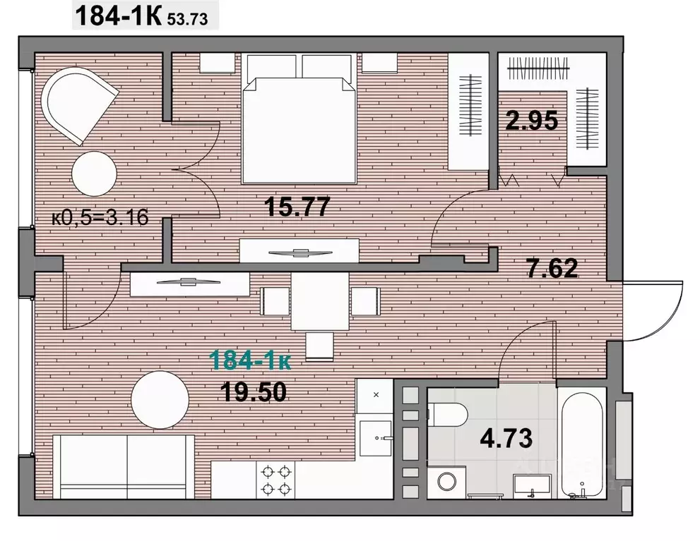 1-к кв. Калининградская область, Зеленоградск ул. Гагарина (54.49 м) - Фото 1
