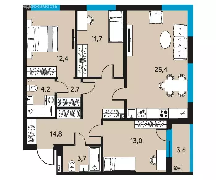 4-комнатная квартира: Пермь, улица Пушкина, 91 (89.7 м) - Фото 1