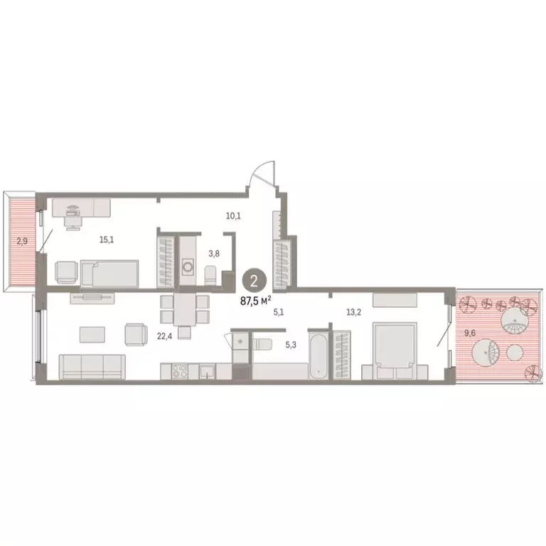 2-комнатная квартира: Курган, жилой район Центральный, ЖК Дом Кино ... - Фото 2