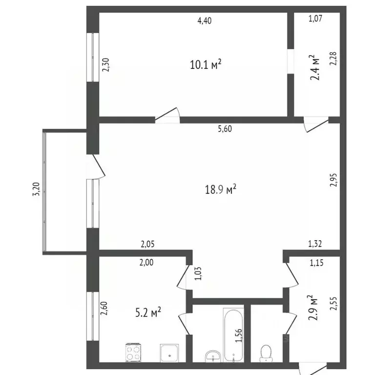 2-к кв. Тюменская область, Ишим ул. Рокоссовского (42.6 м) - Фото 1