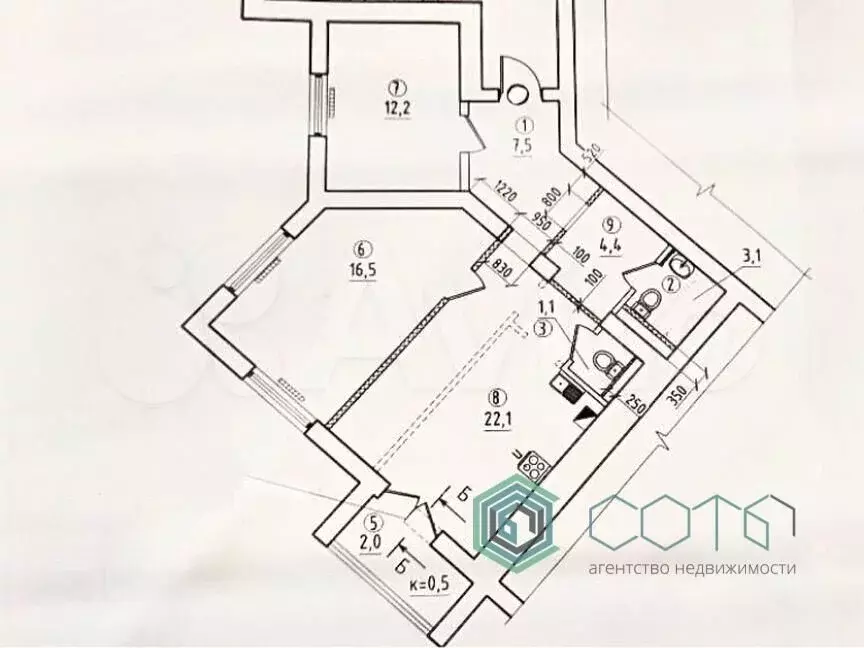 2-к. квартира, 67,8 м, 6/8 эт. - Фото 0