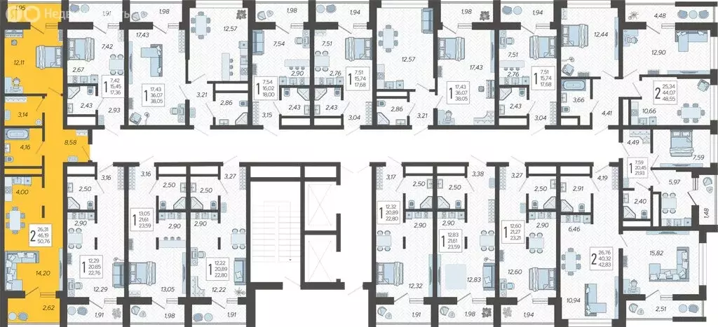 2-комнатная квартира: Сочи, жилой комплекс Кислород, 8 (50.76 м) - Фото 1