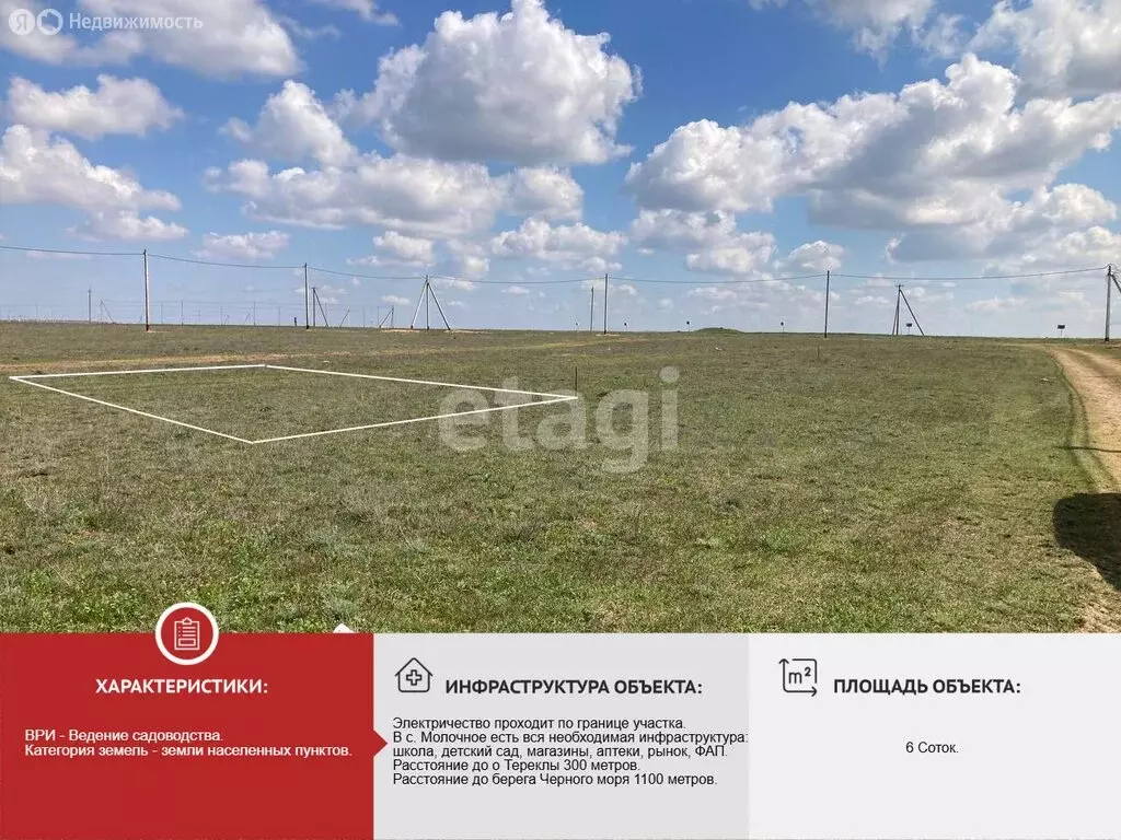Участок в Сакский район, село Молочное (6.04 м) - Фото 2
