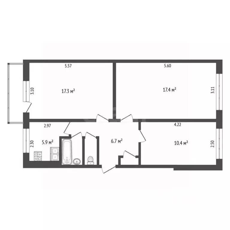 3-к кв. Пермский край, Пермь Красновишерская ул., 44 (62.6 м) - Фото 1